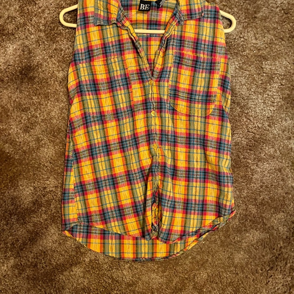Basic Editions Multicolor Plaid Button Down Shirt